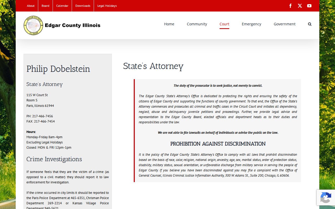Edgar County State's Attorney charging and agency routing page