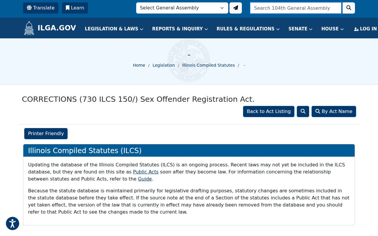 Illinois registration law for Edgar County sex offender lookup