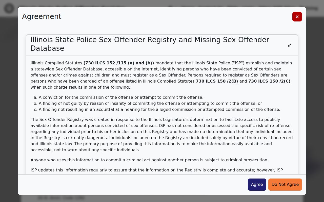 Edgar County sex offender registry disclaimer