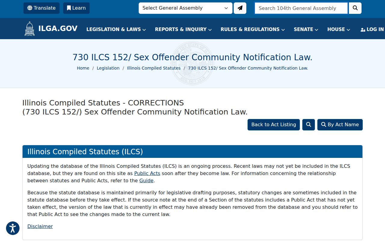 Edgar County sex offender community notification law