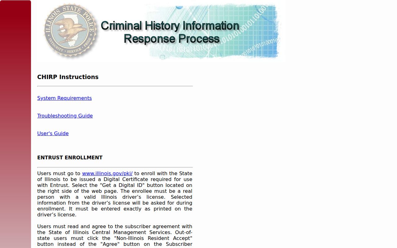 Illinois CHIRP criminal conviction search portal