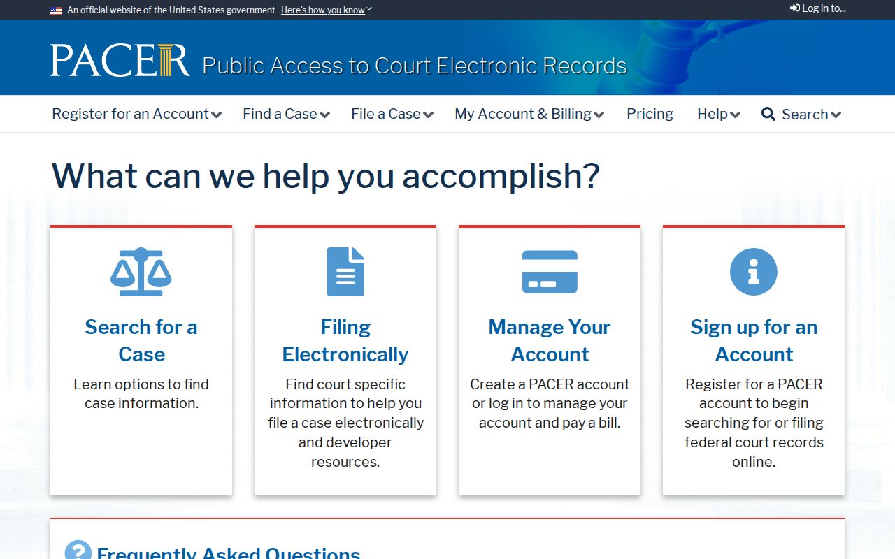 PACER federal court records service