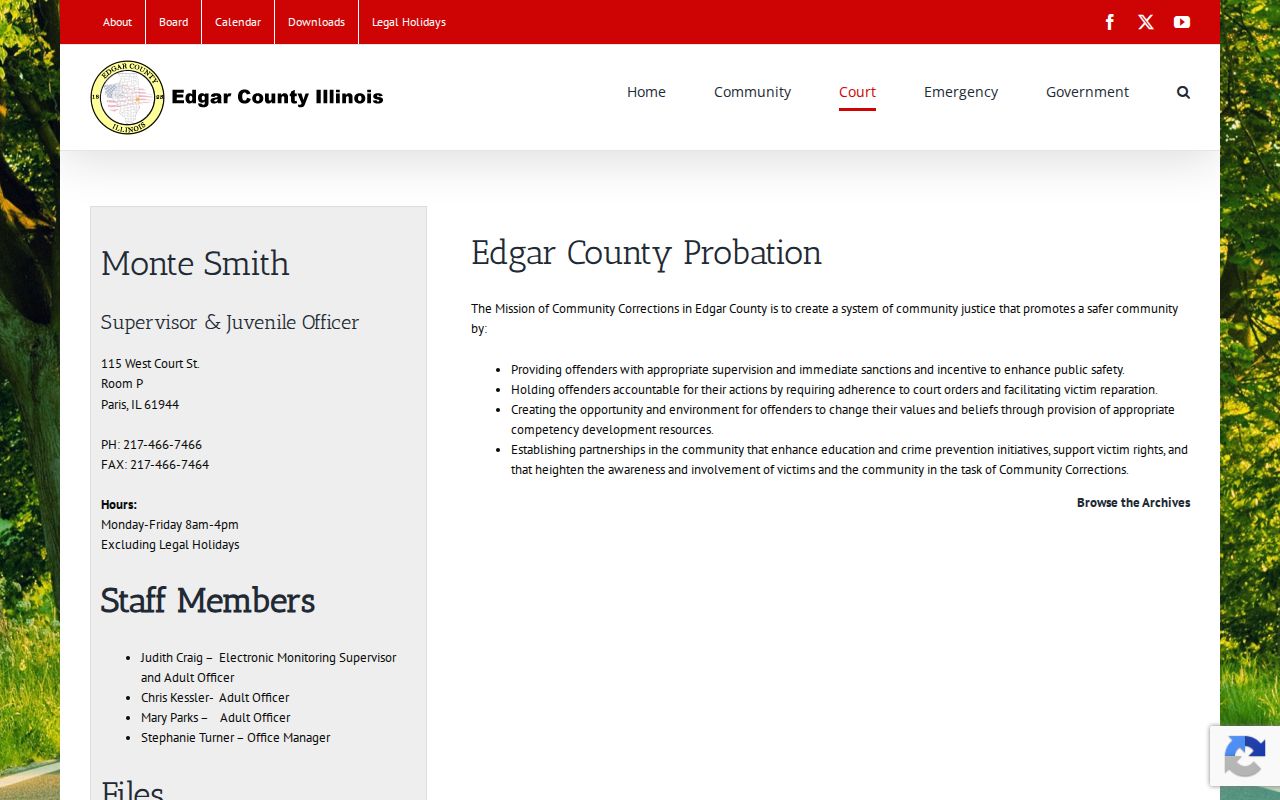 Edgar County Probation office information